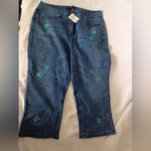Denim Capris w Rhinestone accents